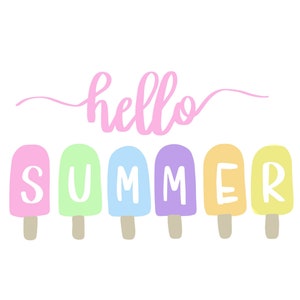 Ciao estate SVG, ghiacciolo in formato SVG, estate in formato SVG, spiaggia in formato Svg, gelato, ferro su vinile, segno estivo in formato SVG, file di taglio per Cricut, Silhouette, Cameo