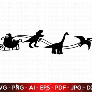 Passeio de trenó de dinossauro de Natal SVG, Passeio de trenó de dinossauro, Santa Sleigh Svg, Natal Svg, Kids Christmas Svg, Dinosaur svg, Arquivo Cricut Cut