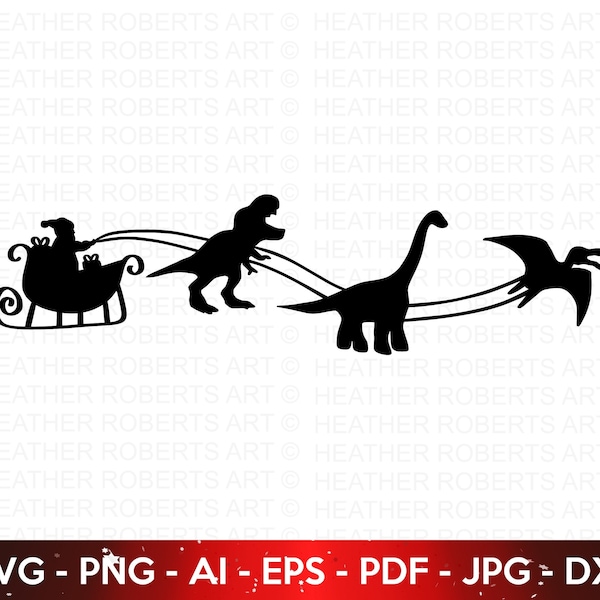 Christmas Dinosaur Sleigh Ride SVG, Dinosaur Sleigh Ride, Santa Sleigh Svg, Christmas Svg, Kids Christmas Svg, Dinosaur svg, Cricut Cut File