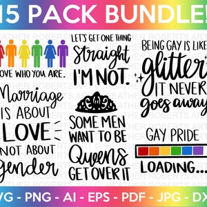 Gay Pride SVG Bundle, LGBT SVG Bundle, Gay svg, Pride svg, Rainbow svg, Gay Pride Shirt svg, Gay Festival Outfit svg, Cut Files for Cricut