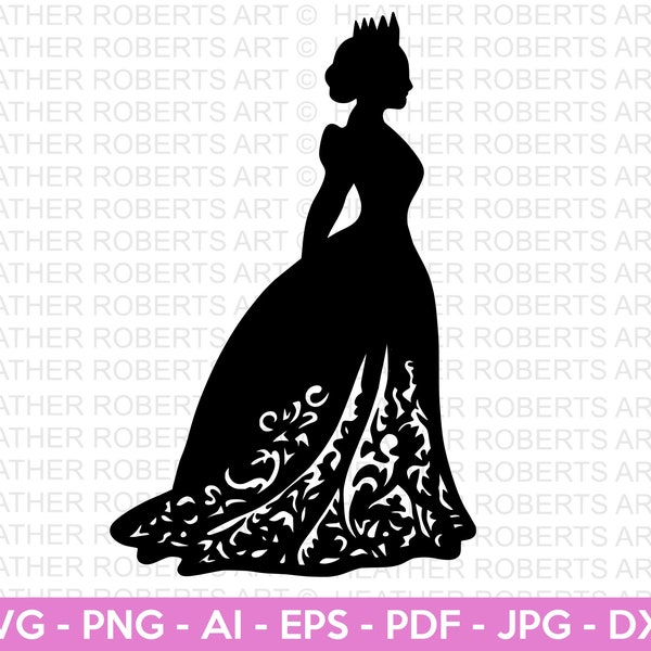 Queen SVG, Queen Silhouette, Princess Shirt svg, Royalty Svg, Queen Clip art, Fairytale svg, Crown SVG, Cut File for Cricut, Silhouette