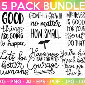Positive Zitate SVG Bundle, Motivationszitate SVG, Inspirierende Zitate SVG, Lebenszitate, handbeschriftete Zitate, Selbstliebe, Cricut Cut-Datei