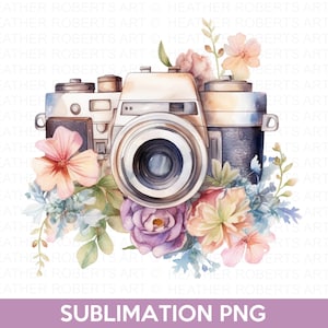 Sublimación de cámara vintage floral PNG, Fotógrafo PNG, Fotografía png, Floral, Toma de fotos png, Camisa de fotógrafo png, Sublimación PNG
