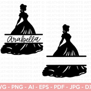 Princesa Split Monograma Svg, Princesa SVG, Princesa Silhueta, Princesa Camisa svg, Royalty Svg, Rainha Svg, Arquivo de corte para Cricut, Silhueta