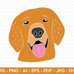 Golden Retriever SVG, Dog Face SVG, Golden Retriever ClipArt, Dog Svg, Retrato de animal de estimação, Dog Mom SVG, Dog Lover svg, Download instantâneo,