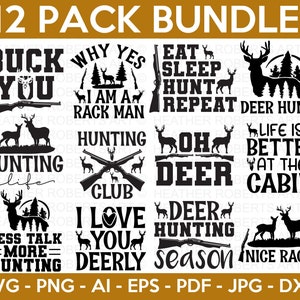 Bundle SVG chasse, cerf SVG, SVG saison de chasse, chasse au cerf svg, svg club de chasse, chasse vie svg, fichiers de coupe pour Cricut, Silhouette