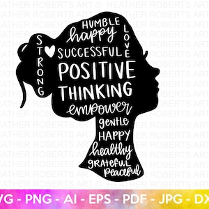 Positives Denken SVG, Denken Sie Positiv SVG, Motivationszitate svg, Inspirierende Zitate svg, Lebenszitate, Handschriftlich, Schnittdatei Cricut