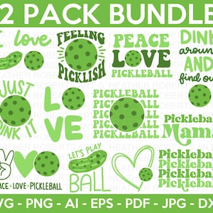 Pacchetto Pickleball SVG, Pickleball SVG, Camicia Pickleball SVG, Pickleball Mama SVG, I Love Pickleball SVG, Taglia file per Cricut, Silhouette