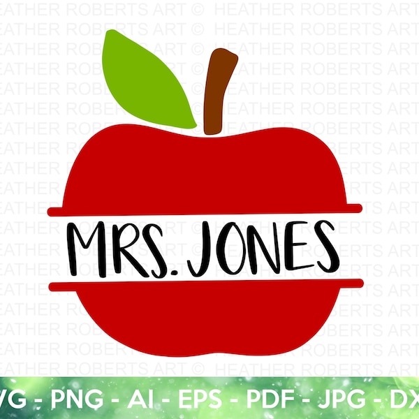 Apple Split Monogram SVG, Teacher Monogram SVG, Apple Name Frame svg, Teacher SVG, Gift for teachers svg, Teacher shirt svg,Cricut Cut Files