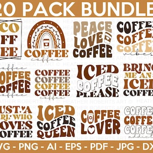 Retro Coffee SVG Bundle, Coffee SVG Bundle, Funny Coffee SVG, Caffeine Queen, Coffee Lovers, Coffee Obsessed, Coffee mug, Cut File Cricut