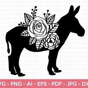 Blumen Esel SVG, Blumen Bauernhof Tiere SVG, Esel Blatt, Bauernhaus SVG, Bauernhaus Zeichen, Bauernhaus Dekor svg, Bauernhofleben, Cut File Cricut