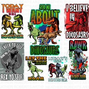 Pacchetto di sublimazione di dinosauri, PNG di dinosauri, sublimazione di T-Rex, maglietta per bambini png, amante dei dinosauri, Rawr Png, citazioni di dinosauri png, sublimazione