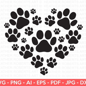 Pootafdruk hart SVG, hond SVG, bont moeder svg, hond moeder svg, hond mama svg, pootafdrukken, hondencitaten, poot svg, hondenliefhebber svg, Cricut Cut-bestand