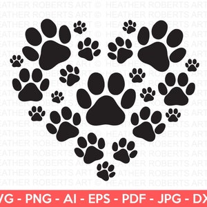 Paw Print Heart SVG, Dog SVG, Fur Mom svg, Dog Mom svg, Dog Mama svg, Paw Prints, Dog Quotes, paw svg, Dog Lover svg, Cricut Cut File