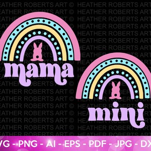 Mama und Mini Ostern Regenbogen SVG Bundle, Regenbogen svg, Mama Regenbogen svg, Ostern Shirt, Familie Passendes Shirt, Cricut Cut Datei, Silhouette