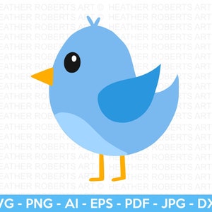 Oiseau bleu SVG, SVG oiseau, oiseau mignon svg, Clipart oiseau, décoration oiseaux, fichier de coupe pour Cricut, Silhouette