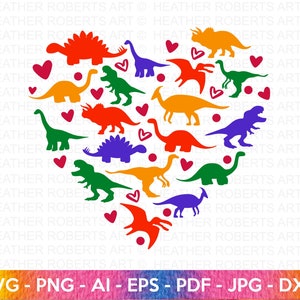 Colored Dinosaur Heart SVG, Valentine Dinosaur SVG, Dinosaur SVG, Valentine's  Day Shirts svg, Valentine Gift, Kid's Shirt, Cut File Cricut