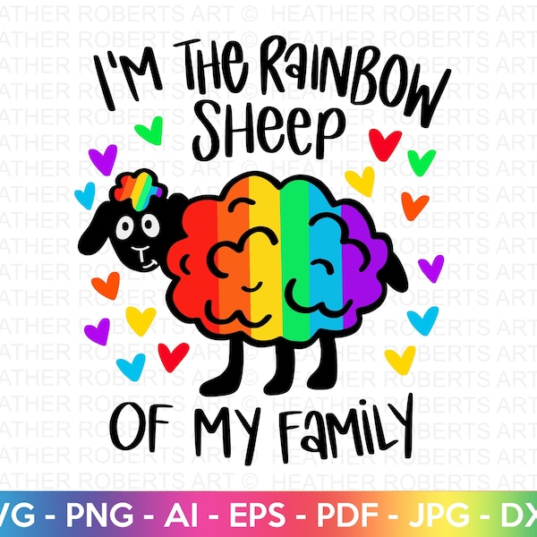 Rainbow Sheep SVG, LGBTQ SVG, Gay svg, Pride svg, Rainbow svg, Gay Pride Shirt svg, Gay Festival Outfit svg, Cut Files Cricut, Silhouette