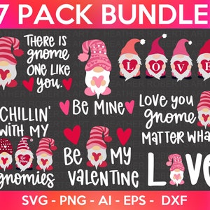 Valentine Gnomes Quotes SVG Bundle, Valentine Gnomes Layered SVG, Layered Gnomes svg, Gnomes svg, Love svg, Cut file for Cricut, Silhouette