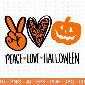 Paz Amor Halloween SVG, Lindo Halloween SVG, Camisa de Halloween svg, Fantasma, Disfraz de Halloween, Vibraciones fantasma, Vibraciones de Halloween, Archivos cortados Cricut