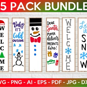 Kerst veranda teken gekleurde SVG-bundel, winter veranda teken SVG, vakantie veranda teken, welkom tekenen SVG bundel, gesneden bestanden Cricut, silhouet