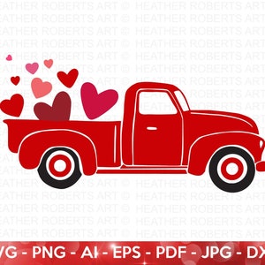 Valentine Red Truck SVG, Valentine Vintage Truck svg, Valentine svg, Valentine's  Day Shirt svg, Valentine Gift, Hand drawn, Cut File Cricut