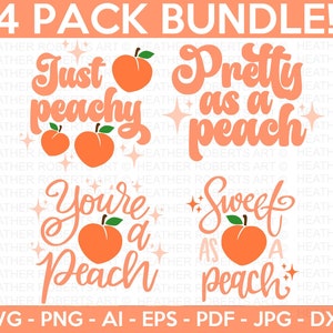 Peach Mini SVG Bundle, Peach SVG, Peach Quote SVG, Just Peachy svg, Pretty as a Peach svg, Cut File for Cricut, Silhouette