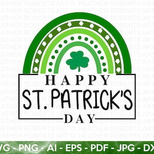 St. Patrick&#39;s Day Rainbow Clover SVG Cut File (Digital Download)