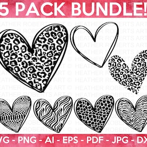 Tierdrucke Valentine Herzen SVG Bundle, Leopard Herz svg, Valentine Herzen svg, Cute Herzen svg, Herz Shirt, Liebe svg, Cut File Cricut