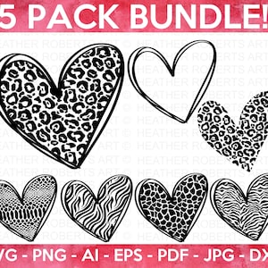 Animal Prints Valentine Hearts SVG Bundle, Leopard Heart svg, Valentine Hearts svg, Cute Hearts svg, Heart Shirt , Love svg, Cut File Cricut