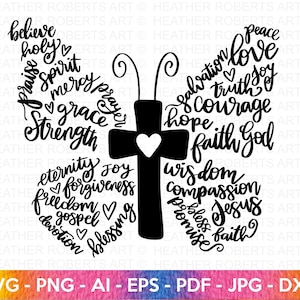 Jesus Christian Butterfly SVG, Butterfly SVG, Word Collage svg, Bible Verse svg, Religious SVG, Christian svg, Jesus svg, Cricut Cut Files