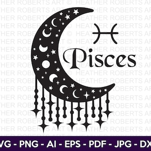 Vissen SVG, vissen dierenriem maan Svg, sterrenbeelden SVG, astrologie tekens svg, dierenriem symbolen svg, sterrenbeeld tekens svg, gesneden bestand Cricut