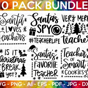 Lehrer Weihnachten SVG Bundle, Weihnachten SVG, Schule Weihnachten SVG, Lehrer Leben svg, Santa SVG, lustiges Weihnachtshemd, Schnittdatei für Cricut