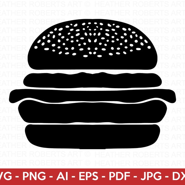 Hamburger SVG, Burger SVG, Cheese Burger SVG, Burger Bun svg, Fastfood svg, Junk Food svg, Cricut Cut Files, Silhouette