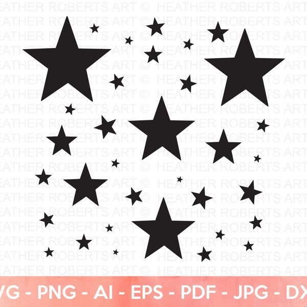 Stars SVG, Sparkle Stars SVG, Star Clipart, Instant Download, Cricut Cut File, Silhouette