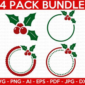 Monogramas de azevinho de Natal SVG, Holly Berry SVG, Natal svg, Visco Svg, Sinal de Natal svg, Inverno SVG, Feriado svg, Arquivo Cricut Cut
