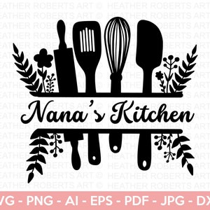 Cucina Split Frame SVG, Cucina Monogramma SVG, Flourish Kitchen SVG, Cucina Monogramma SVG, File di taglio cucina, File di taglio Cricut, Silhouette