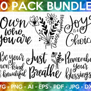 Positive Zitate SVG-Bundle, handbeschriftete Zitate svg, Happy svg, Motivationszitate, Inspirational Zitate, Lebenszitate, Cut-Datei für Cricut
