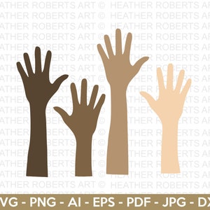 Handen SVG, handen van verschillende rassen SVG, lichaamsdeel svg, handen clipart, Unity SVG, huidskleur svg, gesneden bestand Cricut, silhouet