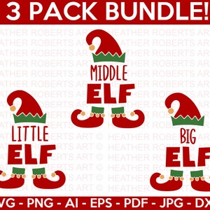 Weihnachtself Familie Mini SVG Bundle, Elfenhüte SVG, Familienhemden SVG, Weihnachtshemden svg, Familie, Weihnachtsdesign SVG, Cut File Cricut