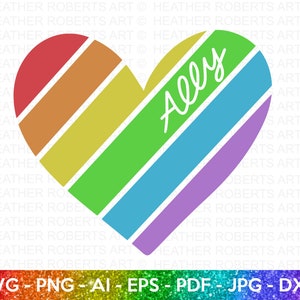Gay Pride allié arc-en-ciel SVG, SVG allié LGBT, Gay allié svg, svg coeur arc-en-ciel, Gay Pride allié chemise svg, tenue Gay Parade, fichiers de coupe pour Cricut