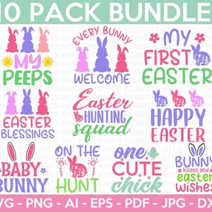 Easter SVG Bundle, Easter SVG, Happy Easter SVG, Easter Bunny svg, Easter Hunting Squad, Easter Designs, Easter for Kids, Cut File Cricut