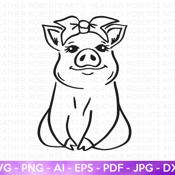 Pig with Bandana SVG, Pig SVG, Bandana SVG, Piglet svg, Farm Piglet svg, Farmhouse Sign, Farmhouse Decor svg, Farm Life, Cut File Cricut