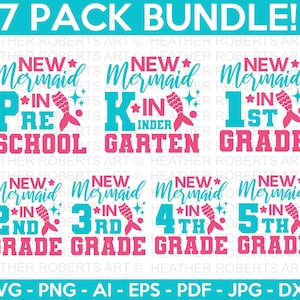 Back to School SVG Bundle, Mermaid SVG, Grade Level Vibes svg, Teacher svg, School, School Shirt svg, Kid Shirt svg, Cut File Cricut