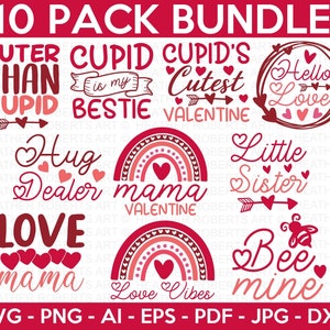 Paquete SVG de color del Día de San Valentín, Camisas de bebé de San Valentín svg, Camisas de San Valentín svg, Lindo San Valentín svg, Camisa de corazón svg, Cortar archivo Cricut