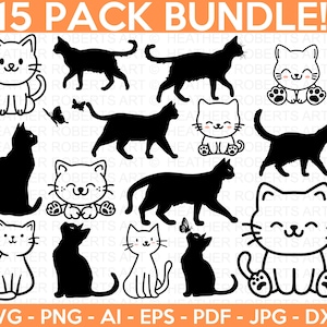 Lot de chat SVG, SVG de chat, chaton SVG, chat dame svg, svg dame chat fou, svg pour amoureux des chats, chats svg, svg minou, fichier coupe Cricut, Silhouette