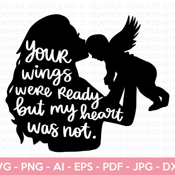 Säugling Verlust SVG: Engel Flügel, Mama Leben, Cricut Schnitt Datei (Digitaler Download)