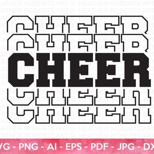 Cheer SVG, Stacked Cheer SVG, Cheerleading SVG, cheer team svg, cheerleader girl svg, cheer mom svg, cut file for cricut, silhouette