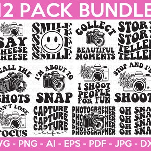 Retro Photography SVG Bundle, Photography SVG Bundle, Photographer SVG, Camera svg, Photoshoot svg, Photography Quotes svg, Cricut Cut File