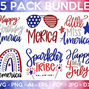Pacchetto SVG 4 luglio, 4 luglio SVG, 4 luglio SVG, America SVG, USA Flag SVG, Patriottico, Camicia del Giorno dell'Indipendenza, Taglia File Cricut